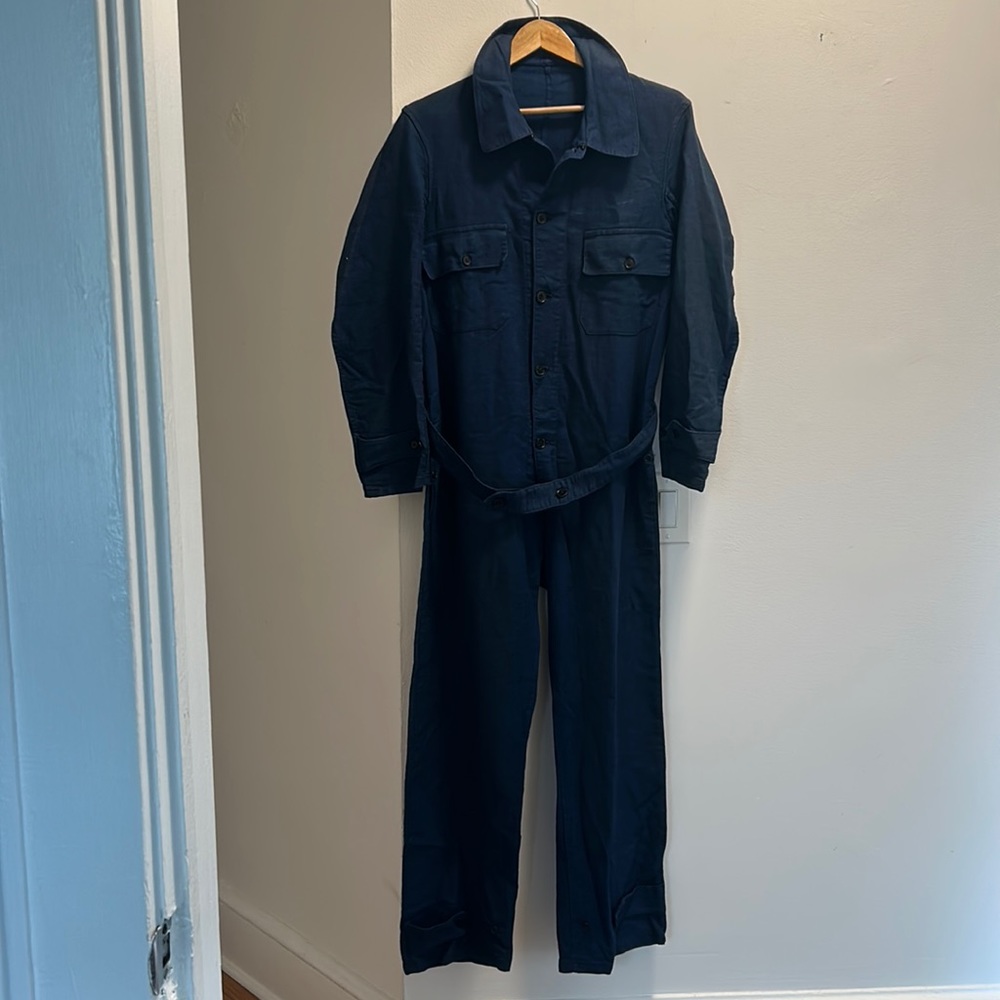 Vintage French Indigo Linen Coveralls